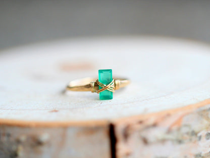 Baguette Gem Ring - Green Onyx