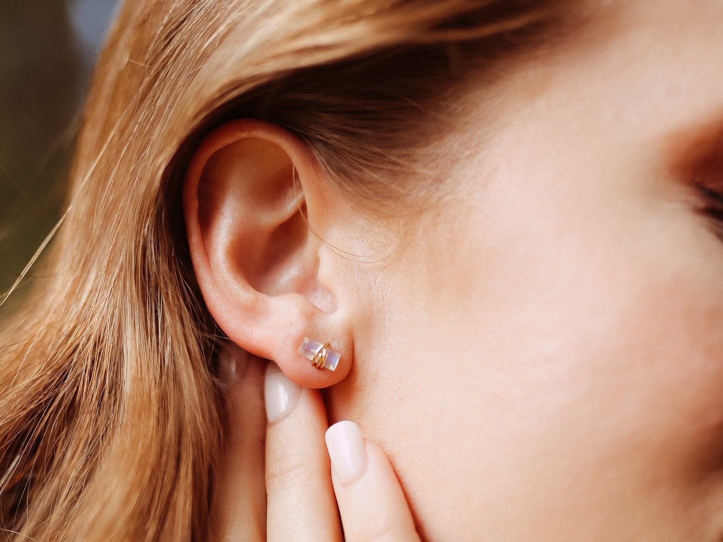 Baguette Studs - Green Onyx