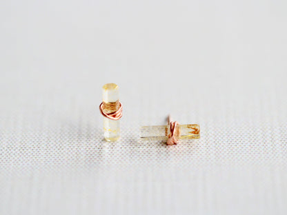 Birch Studs - Rutilated Quartz