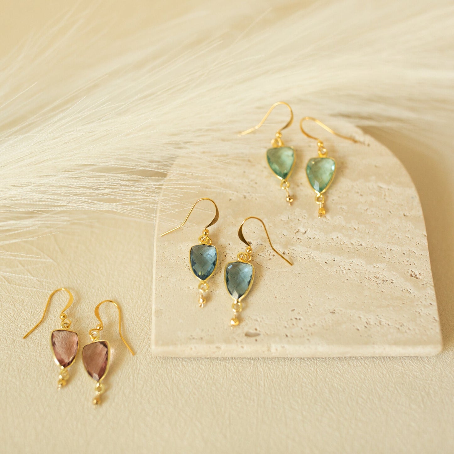 Green Amethyst Gold Isla Earrings