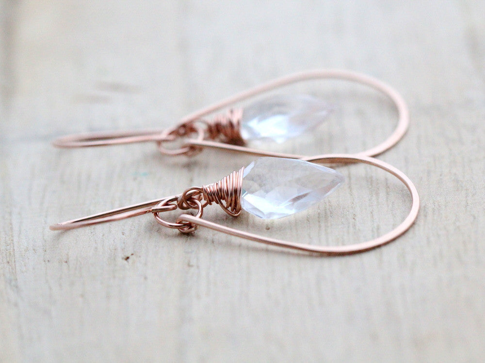 Arrow Hoop Earrings - Crystal Quartz  ( As Seen On Jane the Virgin )