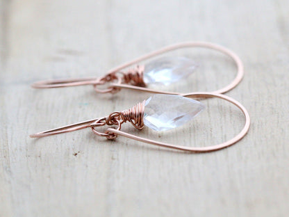 Arrow Hoop Earrings - Crystal Quartz  ( As Seen On Jane the Virgin )