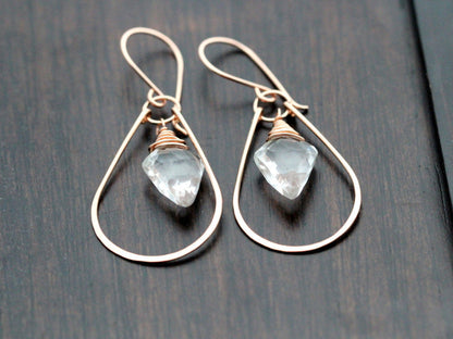 Arrow Hoop Earrings - Crystal Quartz  ( As Seen On Jane the Virgin )