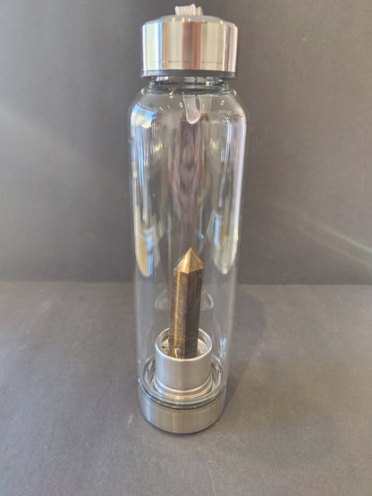 Crystal Infused Stainless Steel & Glass 16oz Water Bottle with Insulation Sleeve