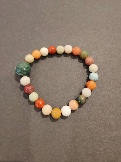 Jasper Multi-Color Bead Bracelet with Animal Charm