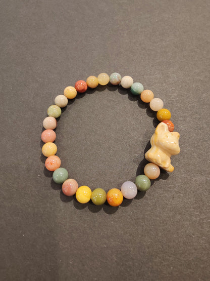 Jasper Multi-Color Bead Bracelet with Animal Charm