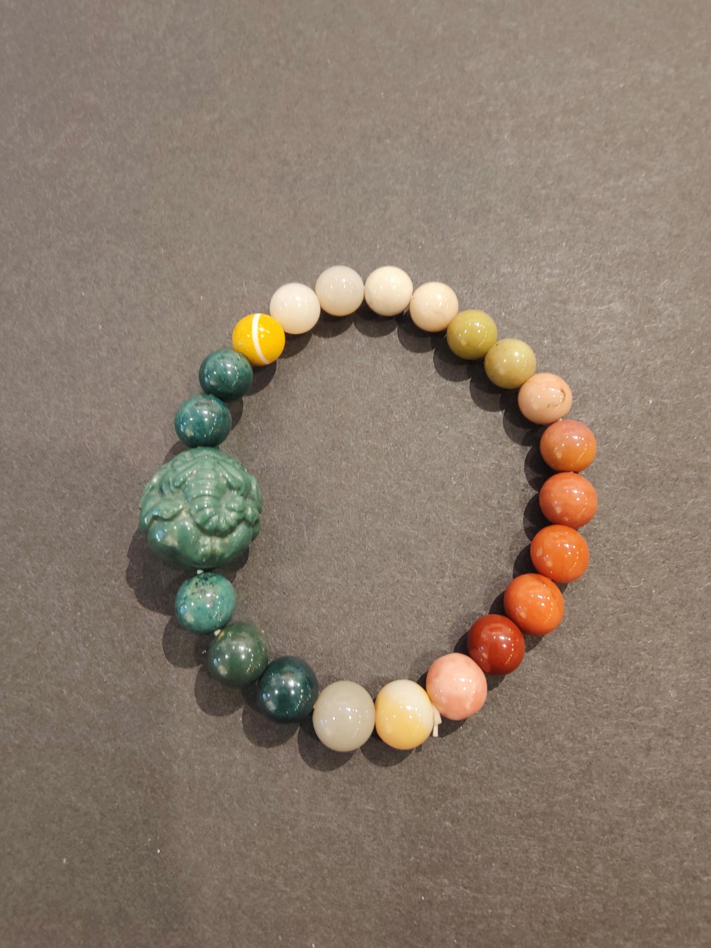 Jasper Multi-Color Bead Bracelet with Animal Charm