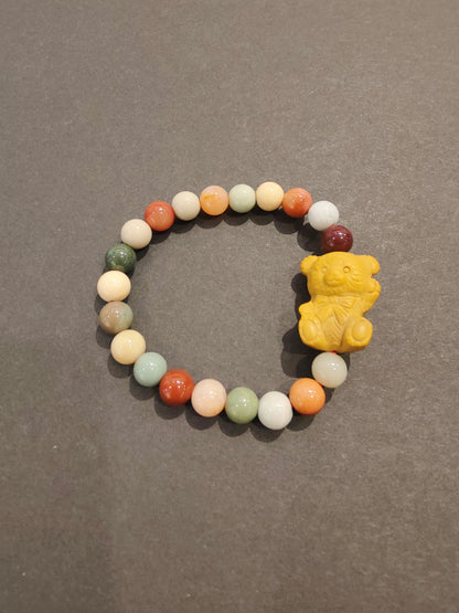 Jasper Multi-Color Bead Bracelet with Animal Charm