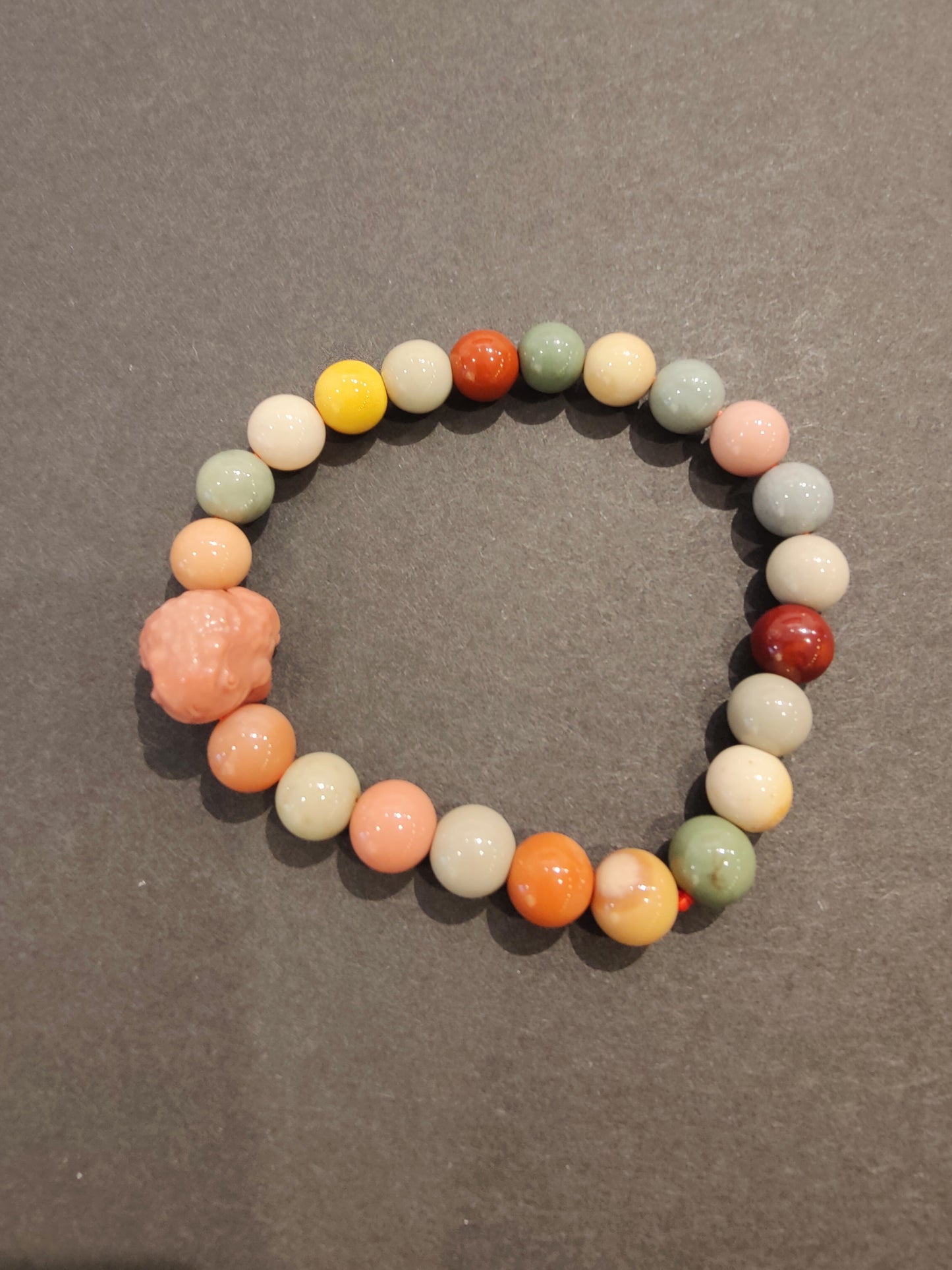 Jasper Multi-Color Bead Bracelet with Animal Charm