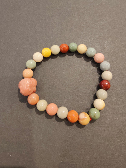 Jasper Multi-Color Bead Bracelet with Animal Charm