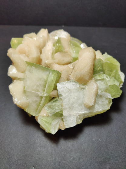 Green Apophyllite Cubes with Peach Stilbite Specimen 931g