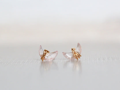 Mini Moonbeam Studs - Rose Quartz