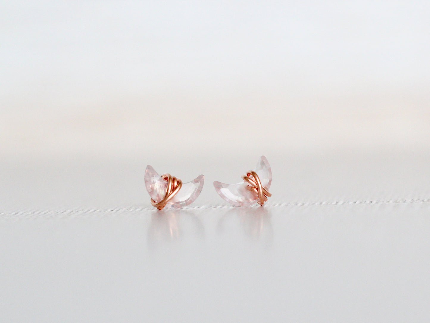 Mini Moonbeam Studs - Rose Quartz