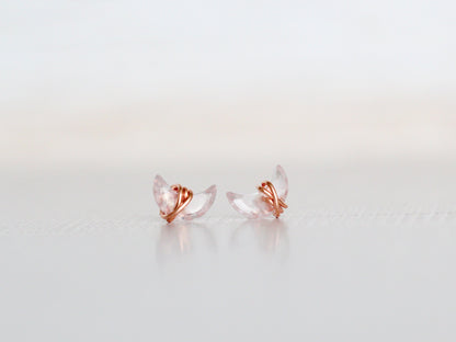 Mini Moonbeam Studs - Rose Quartz
