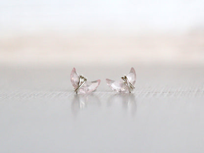 Mini Moonbeam Studs - Rose Quartz