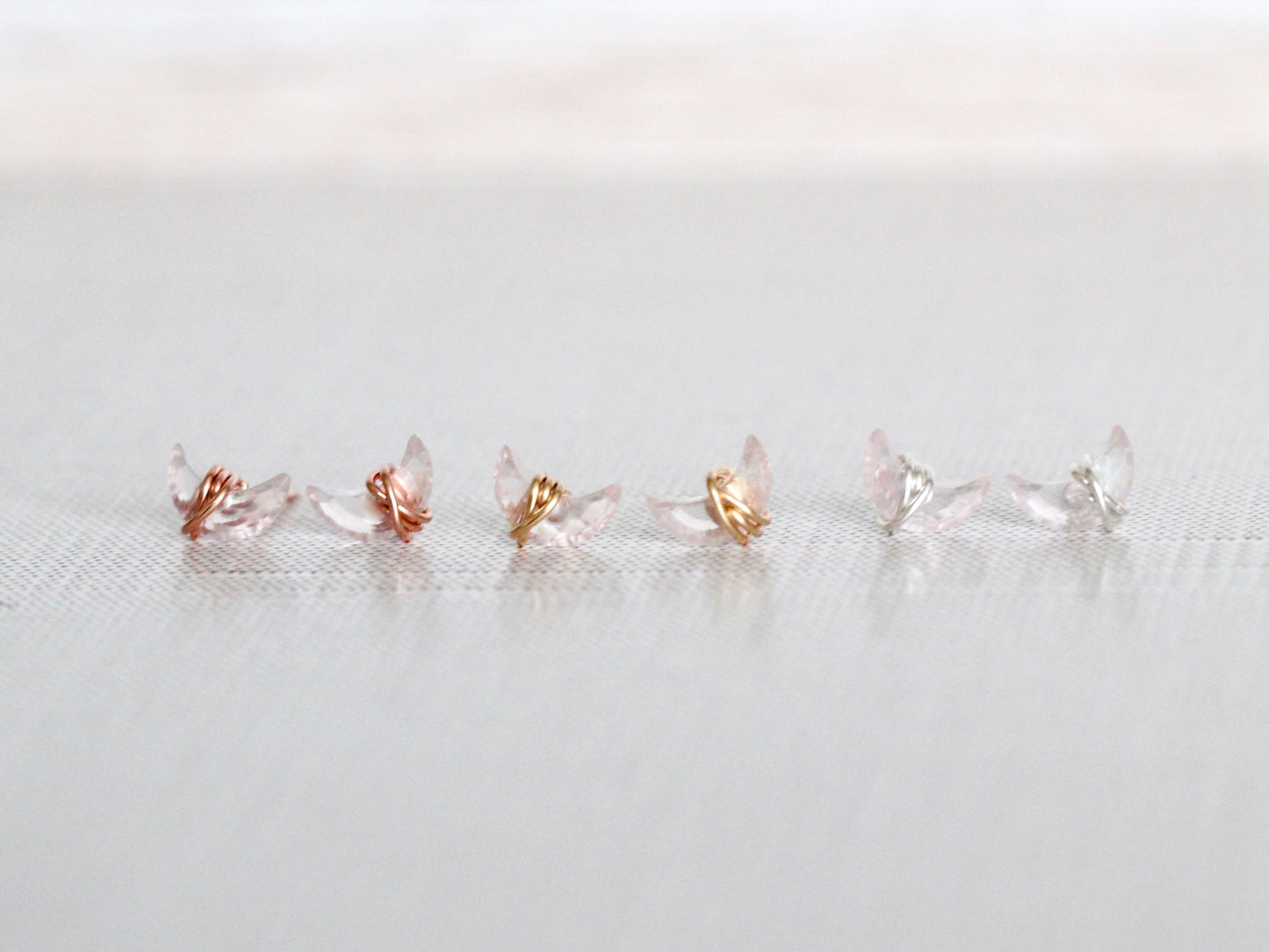 Mini Moonbeam Studs - Rose Quartz