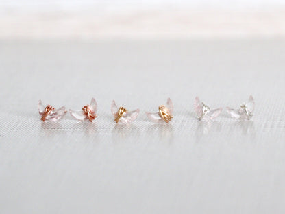 Mini Moonbeam Studs - Rose Quartz