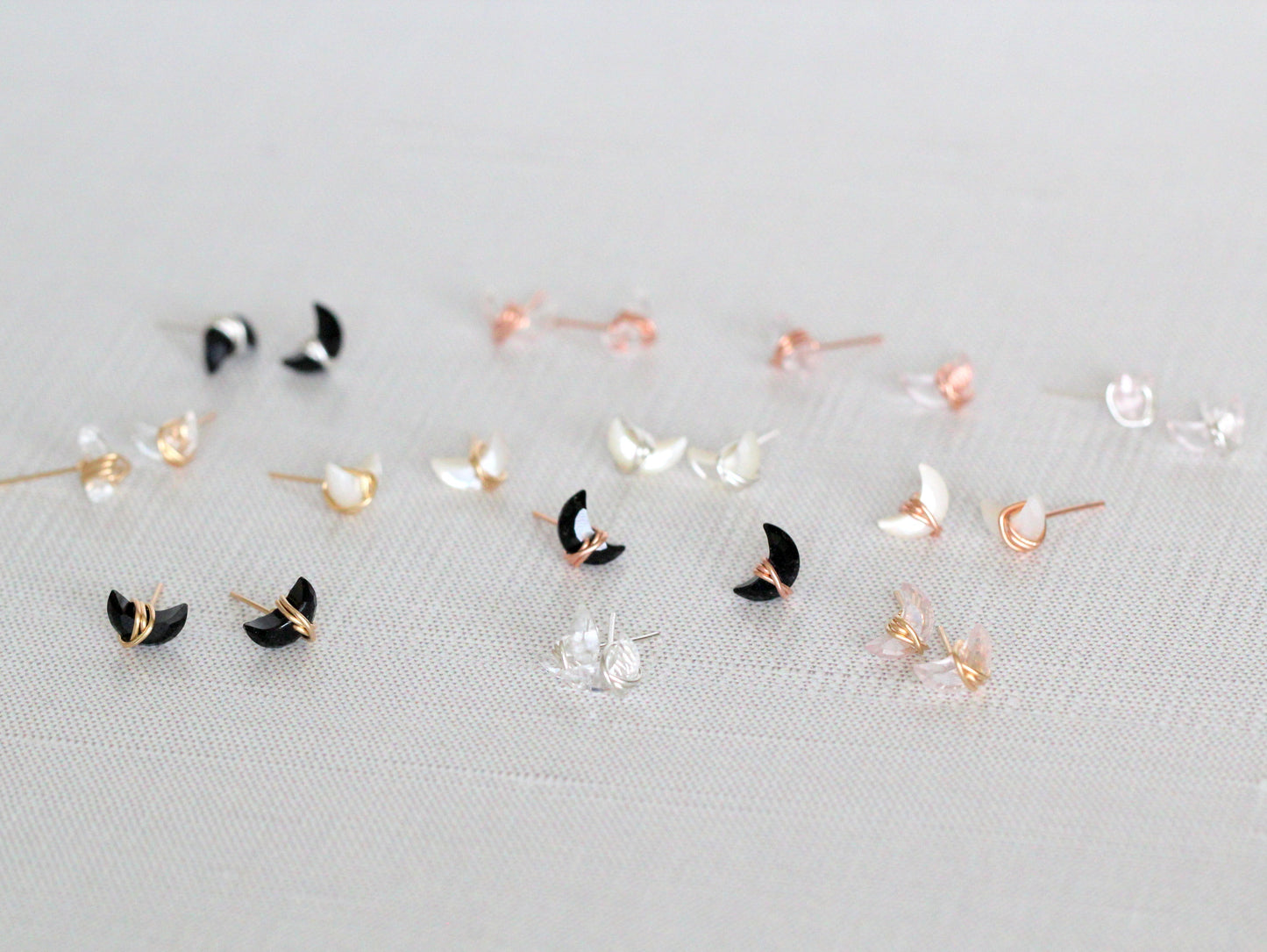 Mini Moonbeam Studs - Rose Quartz