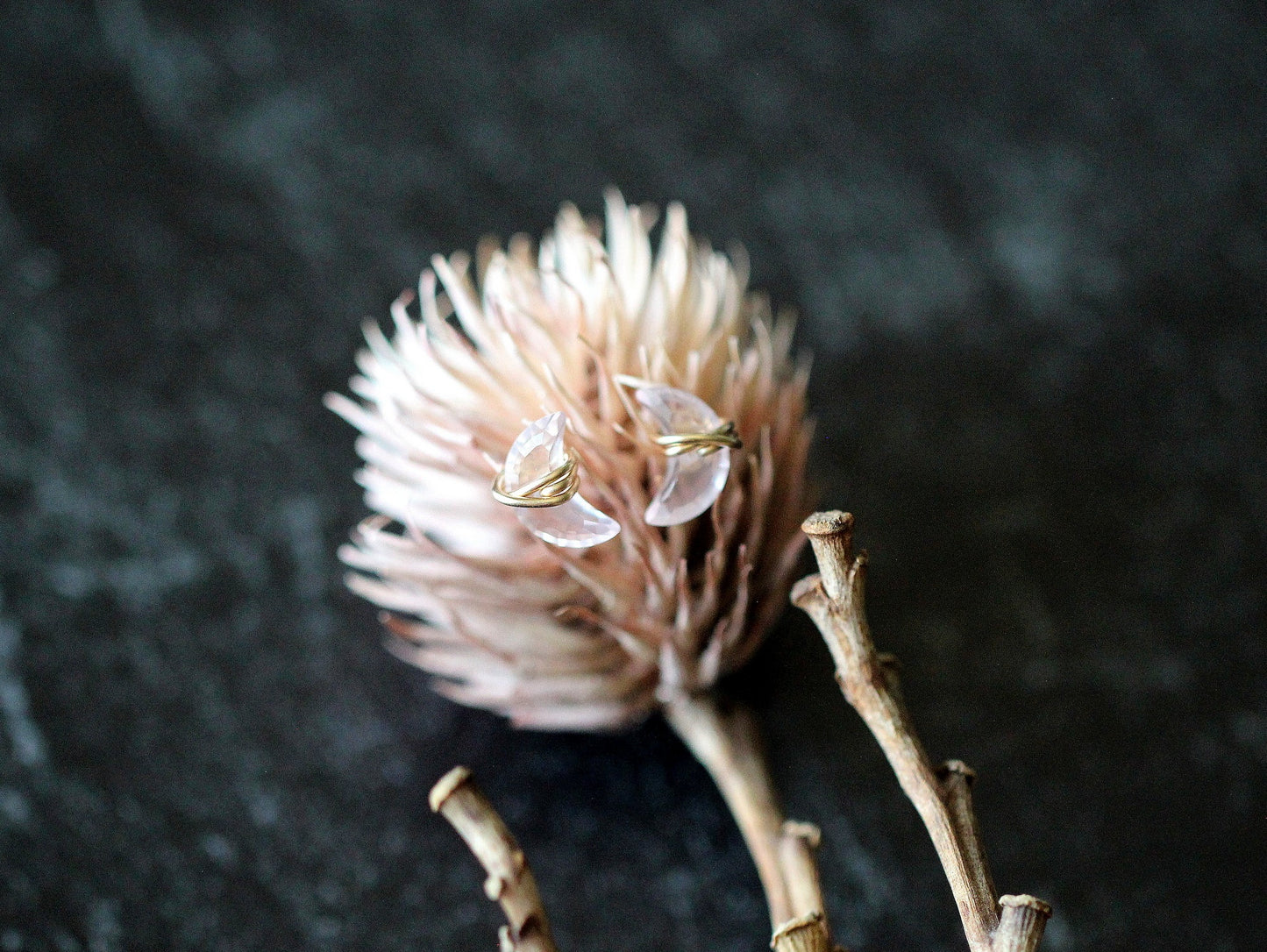 Mini Moonbeam Studs - Rose Quartz