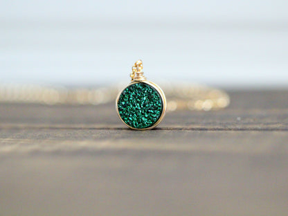 Druzy Bezel Pendant Necklaces