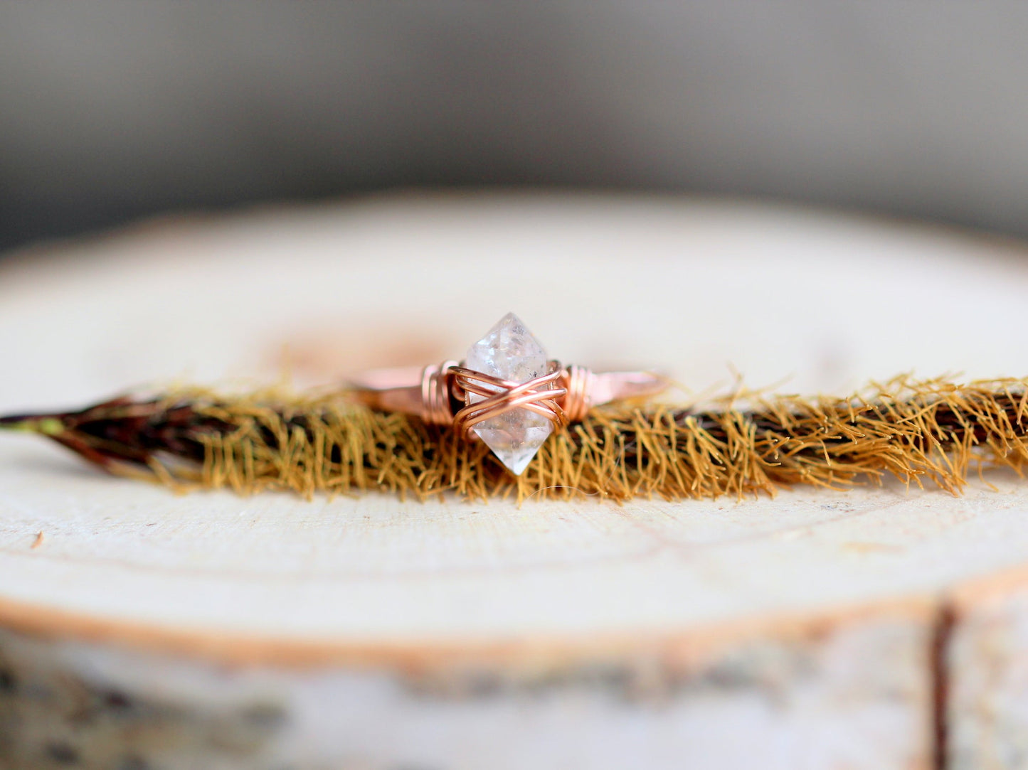 Herkimer Diamond Caged Ring