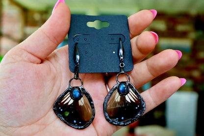 Labradorite and Butterfly Wing Earrings