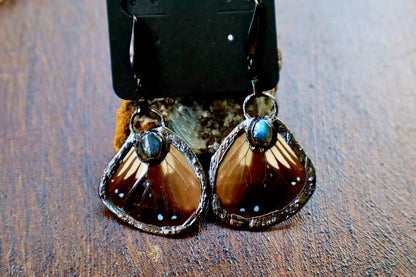 Labradorite and Butterfly Wing Earrings