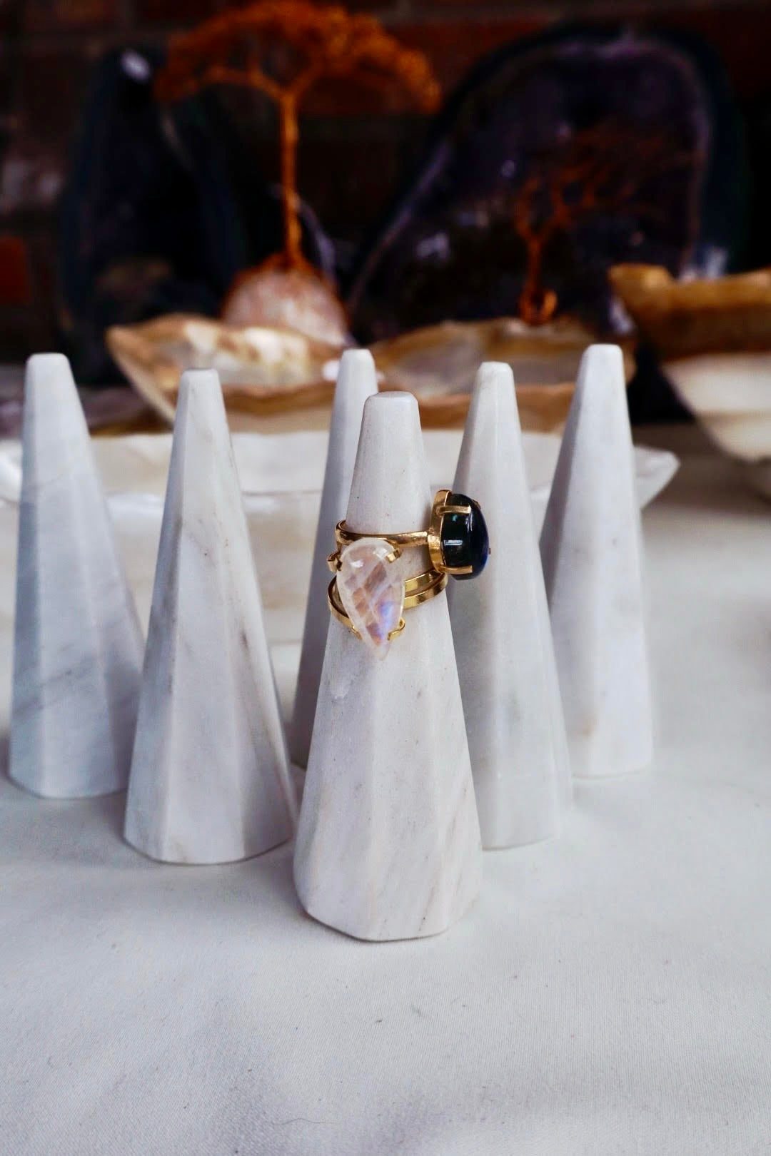 White Marble Ring Holders