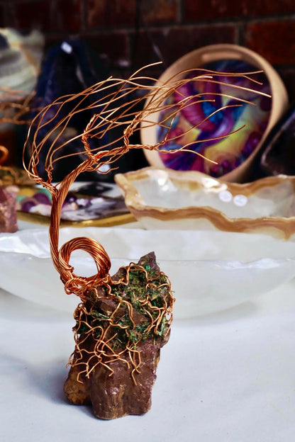 Windswept Bonsai Tree Copper Wire Tree on Ohko Dragon Stone.