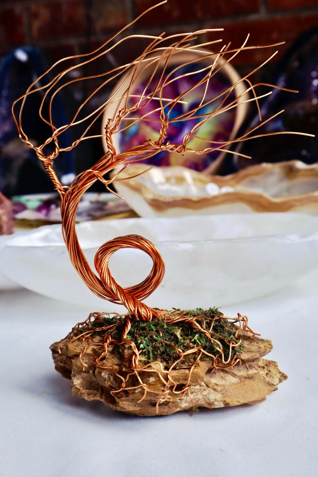 Windswept Bonsai Tree Copper Wire Tree On Ohko Dragon Stone