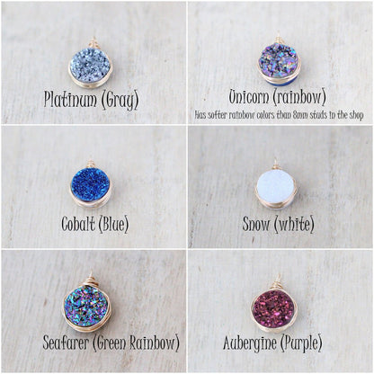 Druzy Bezel Pendant Necklaces