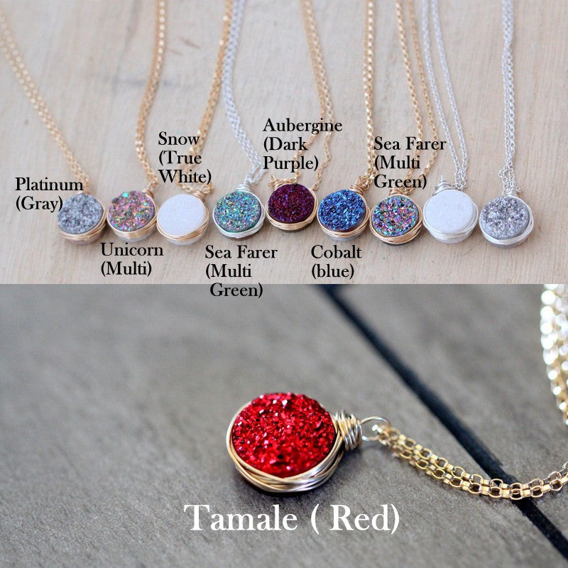 Druzy Bezel Pendant Necklaces