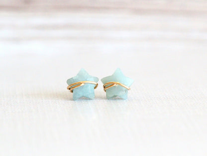 Moonbeam & Stardust Studs - Aquamarine