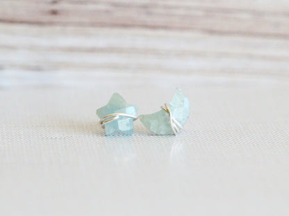 Moonbeam & Stardust Studs - Aquamarine