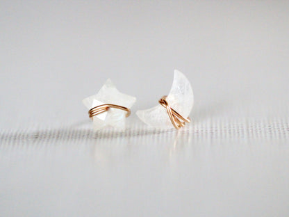 Moonbeam & Stardust Studs - Moonstone