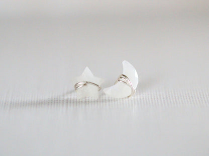 Moonbeam & Stardust Studs - Moonstone