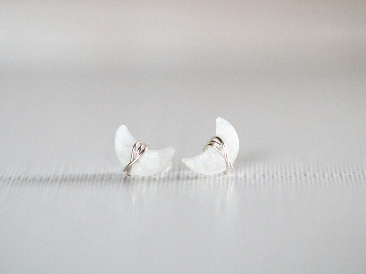 Moonbeam & Stardust Studs - Moonstone