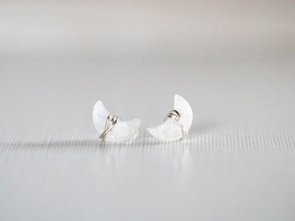 Moonbeam & Stardust Studs - Moonstone