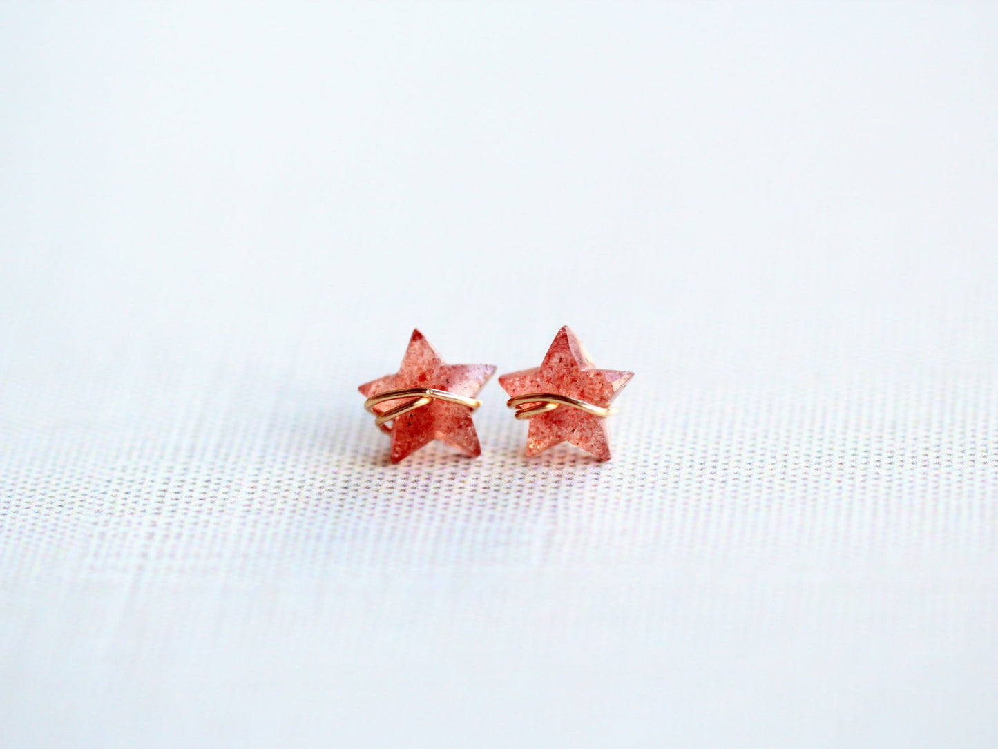 Moonbeam & Stardust Studs - Strawberry Quartz