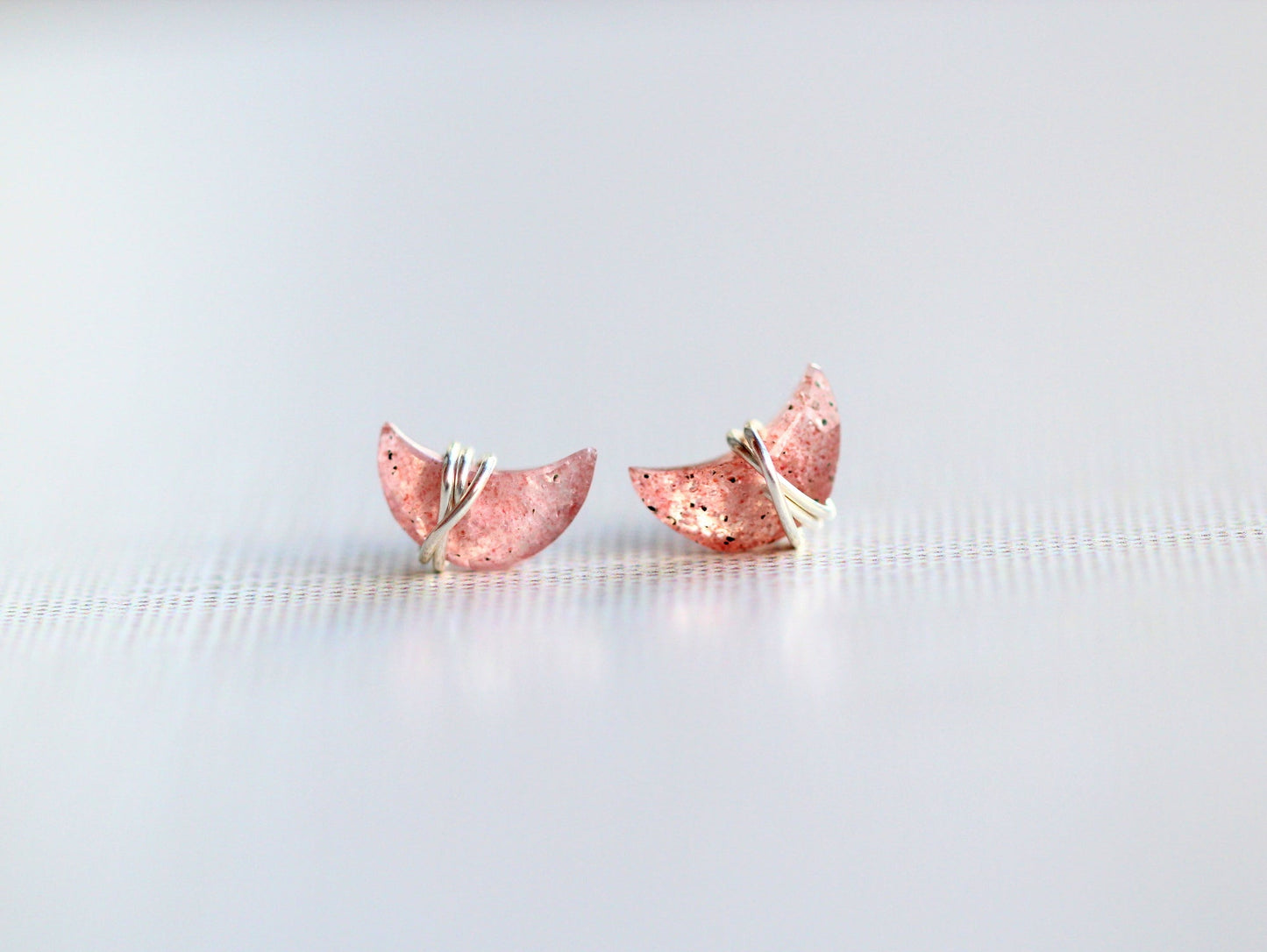 Moonbeam & Stardust Studs - Strawberry Quartz