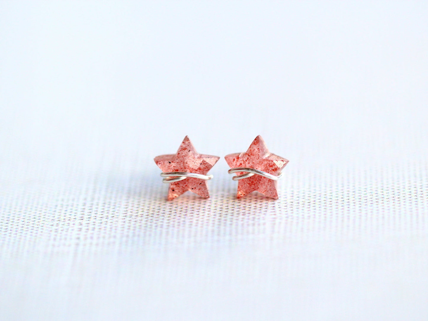 Moonbeam & Stardust Studs - Strawberry Quartz