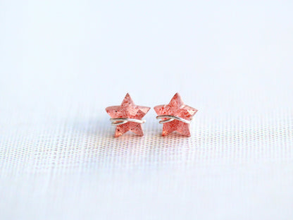 Moonbeam & Stardust Studs - Strawberry Quartz
