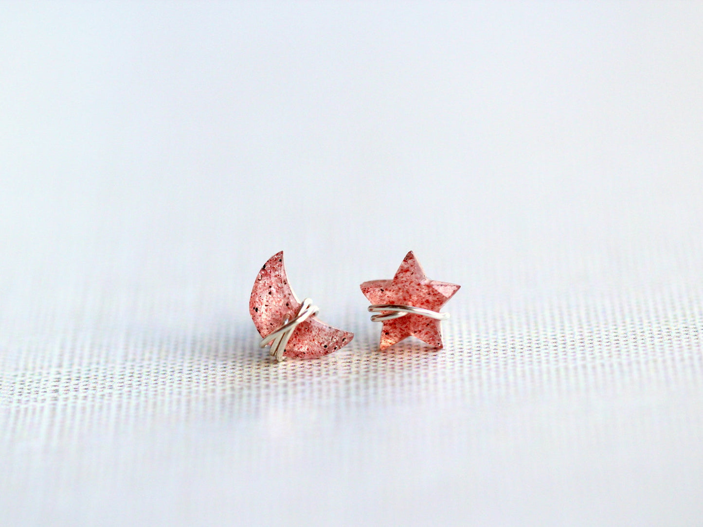 Moonbeam & Stardust Studs - Strawberry Quartz