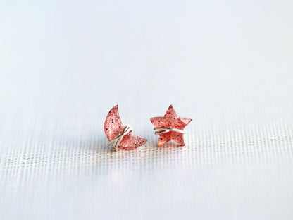 Moonbeam & Stardust Studs - Strawberry Quartz