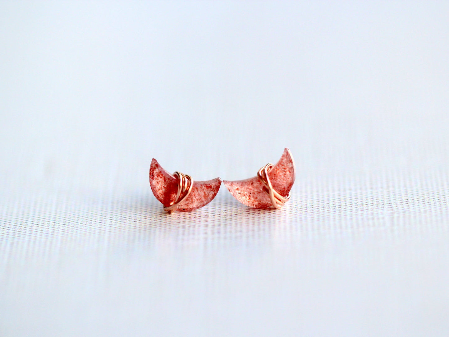 Moonbeam & Stardust Studs - Strawberry Quartz