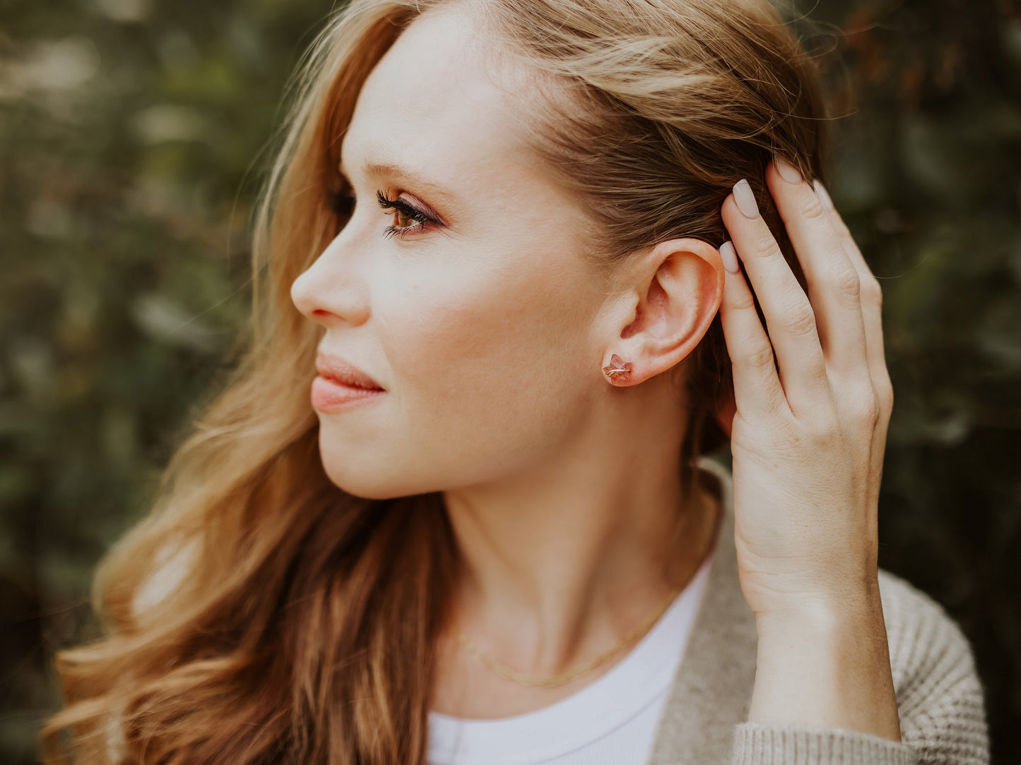 Moonbeam & Stardust Studs - Strawberry Quartz