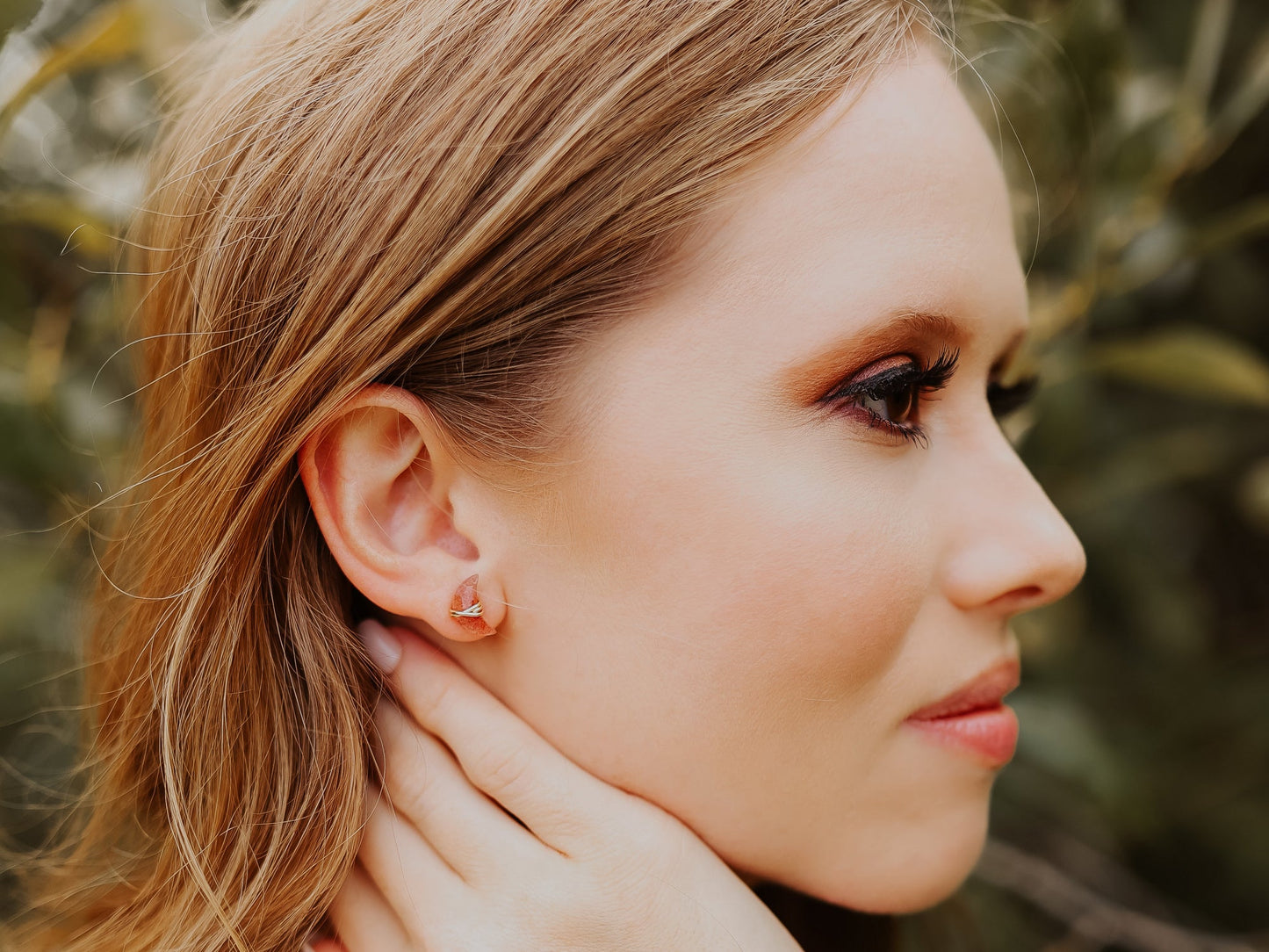 Moonbeam & Stardust Studs - Strawberry Quartz