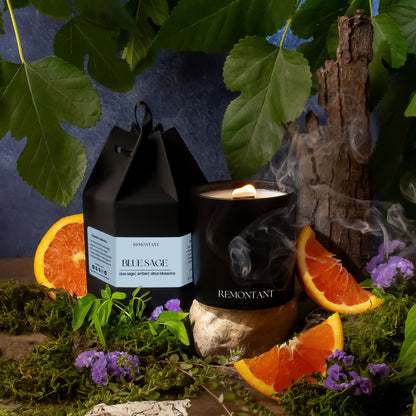 Blue Sage Candle | Blue Sage ~ Amber ~ Citrus Blossoms | Wood Wick Candle