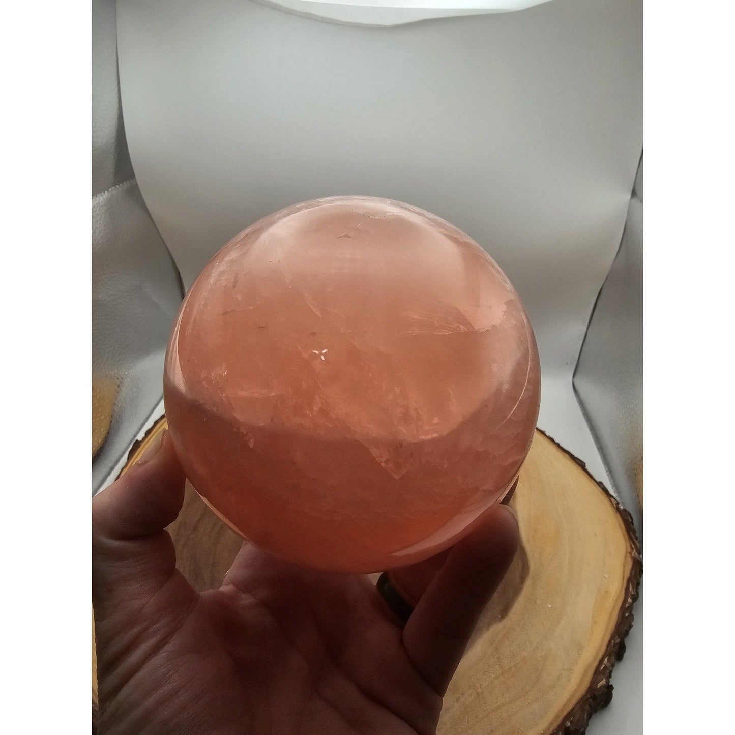 3.85lb Natural Pink Rose Quartz Crystal Sphere 98-107mm W/stand