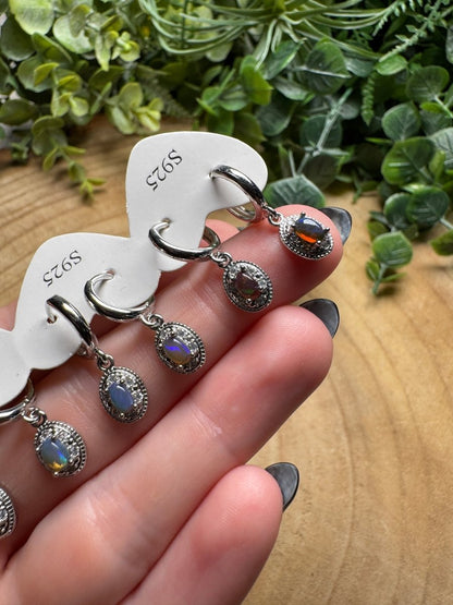 Black Opal Huggie Earrings